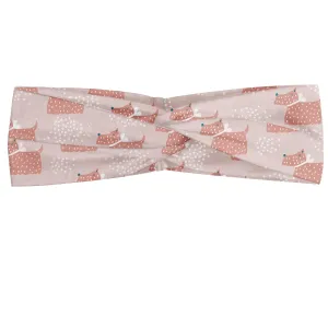 Ambesonne Dog Headband Set of 2, Scandinavian Pattern with Abstract Puppy Dogs with Scribbled Circles, Knotted Elastic Hair Band Accessory for Women Everyday Use, M-L, Dark Salmon White