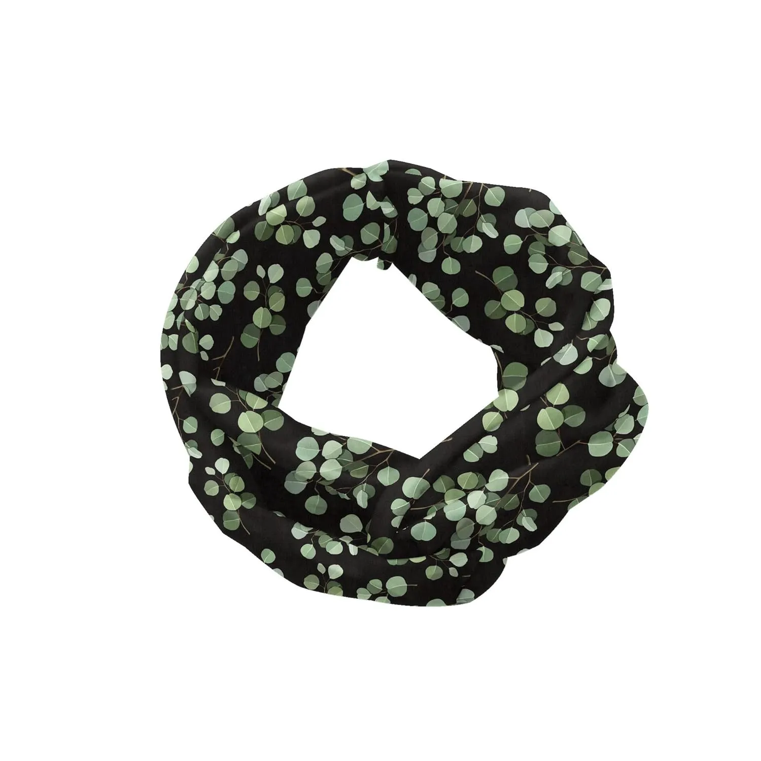 Ambesonne Eucalyptus Headband Set of 2, Continuing Illustration of Leafy Branches on a Dark Background, Knotted Elastic Hair Band Accessory for Women Everyday Use, M-L, Dark Grey and Peacock Green