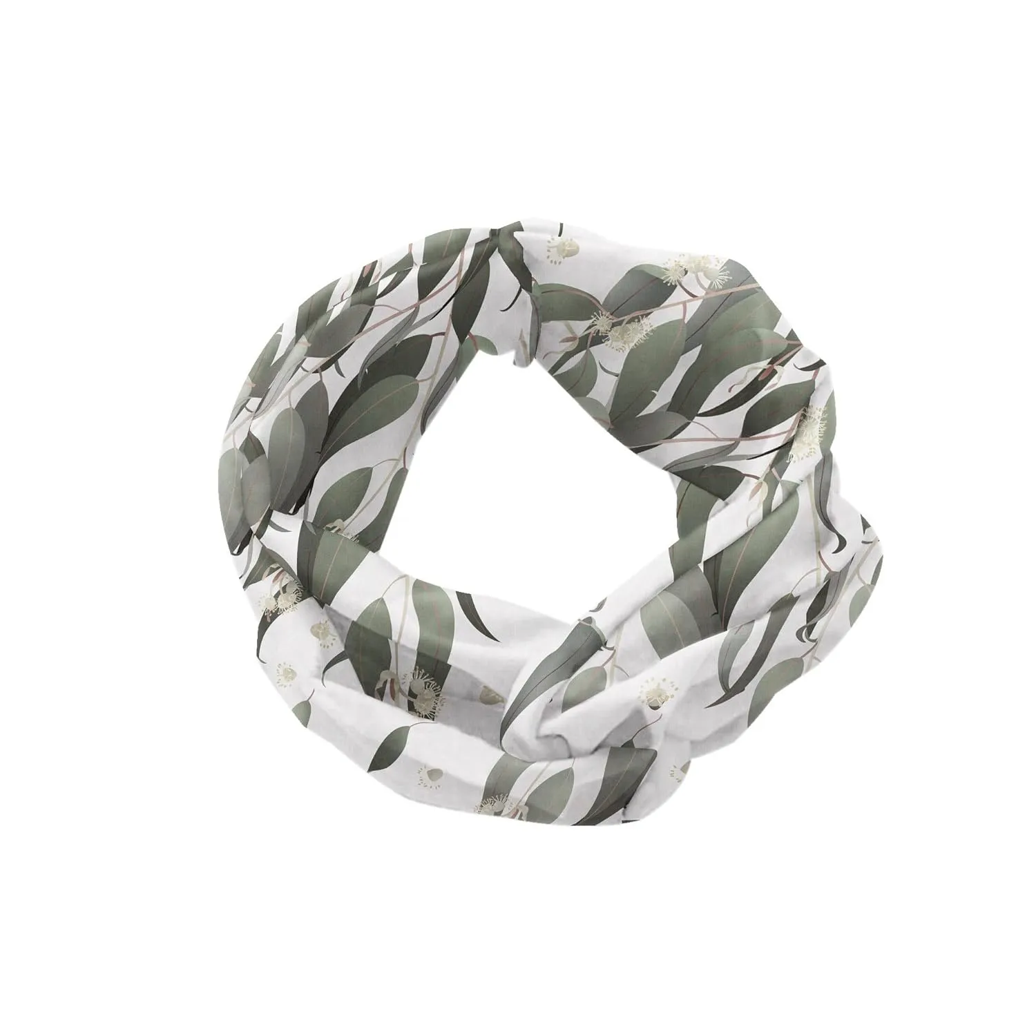 Ambesonne Eucalyptus Headband Set of 2, Vertically Arranged Leaves on Branches Botanical Flowers and Plantation, Knotted Elastic Hair Band Accessory for Women Everyday Use, M-L, Sage Green and Dust