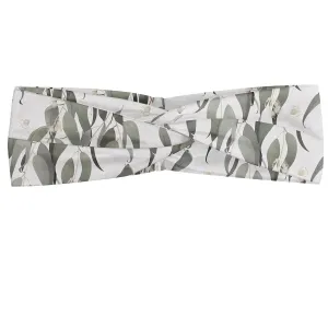 Ambesonne Eucalyptus Headband Set of 2, Vertically Arranged Leaves on Branches Botanical Flowers and Plantation, Knotted Elastic Hair Band Accessory for Women Everyday Use, M-L, Sage Green and Dust
