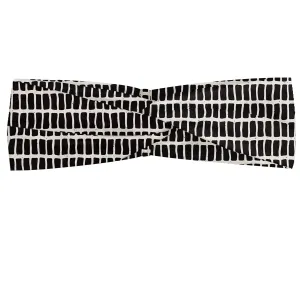 Ambesonne Geometric Headband Set of 2, Repetitive Continuous Abstract Bricks Grid Retro Mesh Illustration, Knotted Elastic Hair Band Accessory for Women Everyday Use, M-L, Champagne and Dark Brown