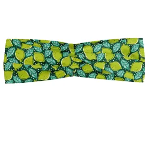 Ambesonne Lemons Headband Set of 2, Fresh Summer Art Design Lime and Pepper Mint and Polka Dots Repetition, Knotted Elastic Hair Band Accessory for Women Everyday Use, M-L, Apple Green and Seafoam