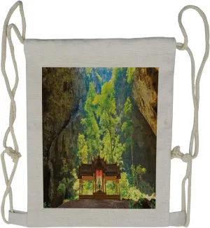 Ambesonne Nature Drawstring Backpack, Latent Pavillion Cliff, Sackpack Bag