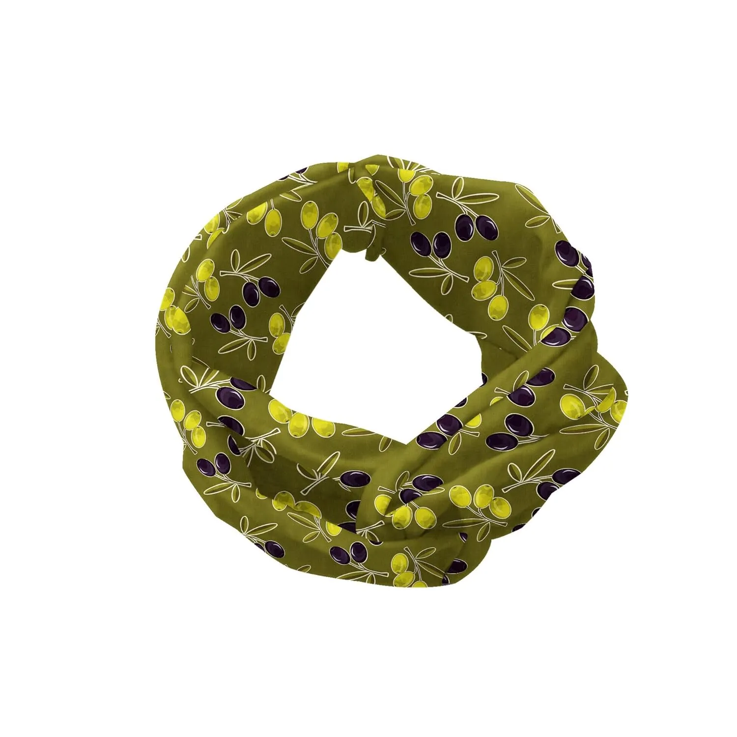 Ambesonne Olive Headband Set of 2, Repetitive Leaves and Branches in Nature Design Mediterranean Breezes Print, Knotted Elastic Hair Band Accessory for Women Everyday Use, M-L, Fawn and Dark Purple