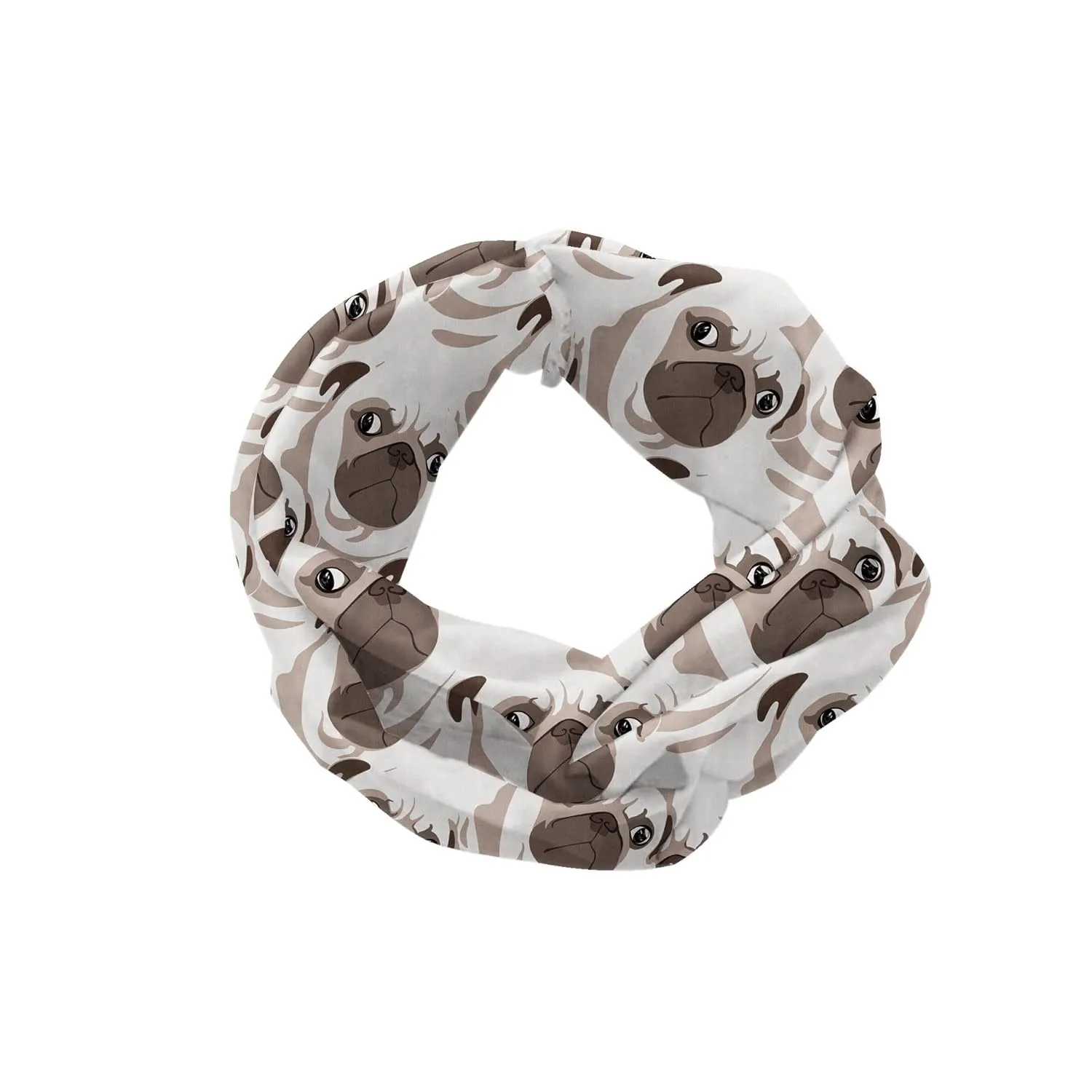 Ambesonne Pug Headband Set of 2, Rhythmic Dog Attitude Surprised Face Pet Meme Style Illustration, Knotted Elastic Hair Band Accessory for Women Everyday Use, M-L, Coconut Taupe and Pale Sepia