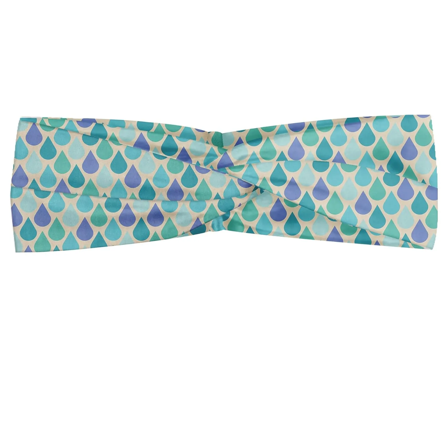 Ambesonne Teal Headband Set of 2, Colorful Water Droplets Rain Themed Image Natural World in Abstract Manner, Knotted Elastic Hair Band Accessory for Women Everyday Use, M-L, Aqua Teal Lavender