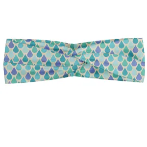 Ambesonne Teal Headband Set of 2, Colorful Water Droplets Rain Themed Image Natural World in Abstract Manner, Knotted Elastic Hair Band Accessory for Women Everyday Use, M-L, Aqua Teal Lavender