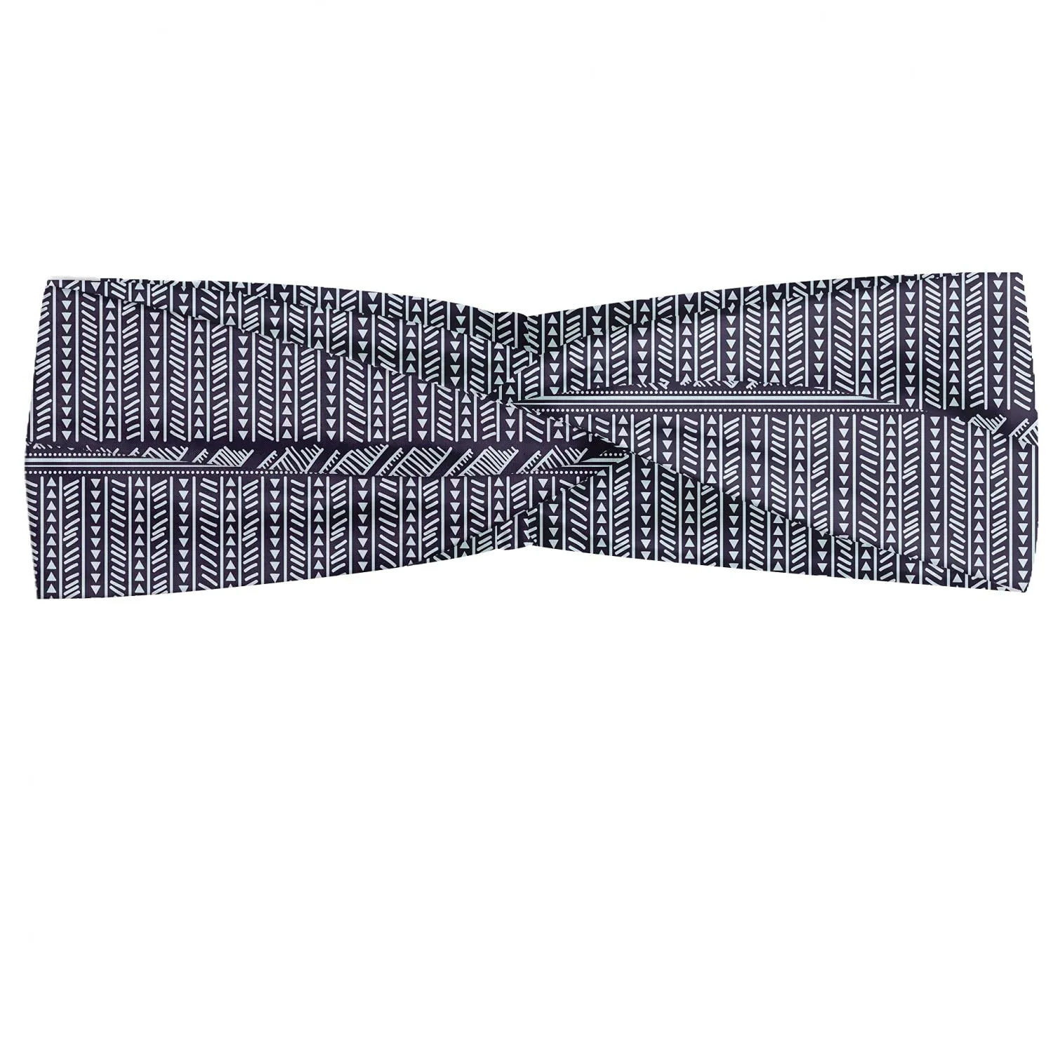 Ambesonne Tribal Headband Set of 2, Composition of Mini Triangles and Streaks Ornamental Prehistoric Layout, Knotted Elastic Hair Band Accessory for Women Everyday Use, XS-S, Dark Indigo Pale Blue