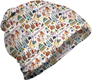 Ambesonne Unisex Beanie, Travel Map, Hiking Outdoors Multicolor