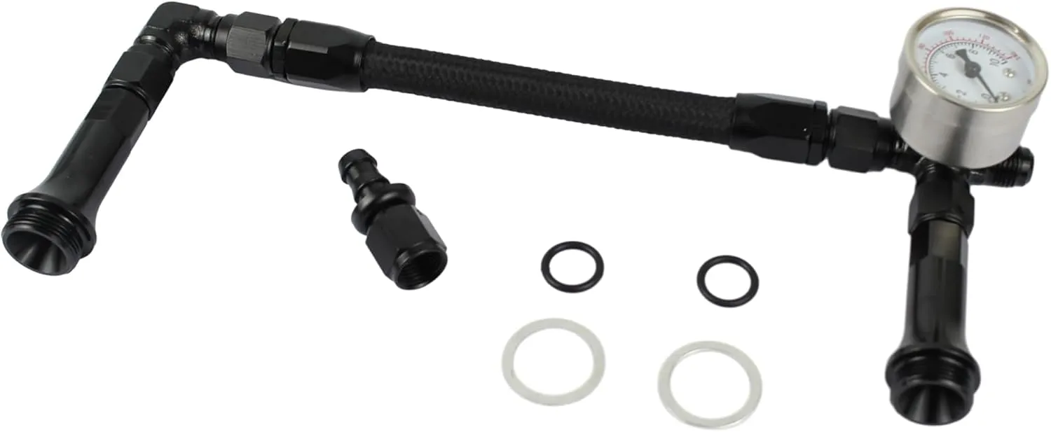 AN6 Dual Feed Carb Fuel Line Aluminum Braided Fuel Line Kit With Pressure Gauge For Holley 4150 Carburetor