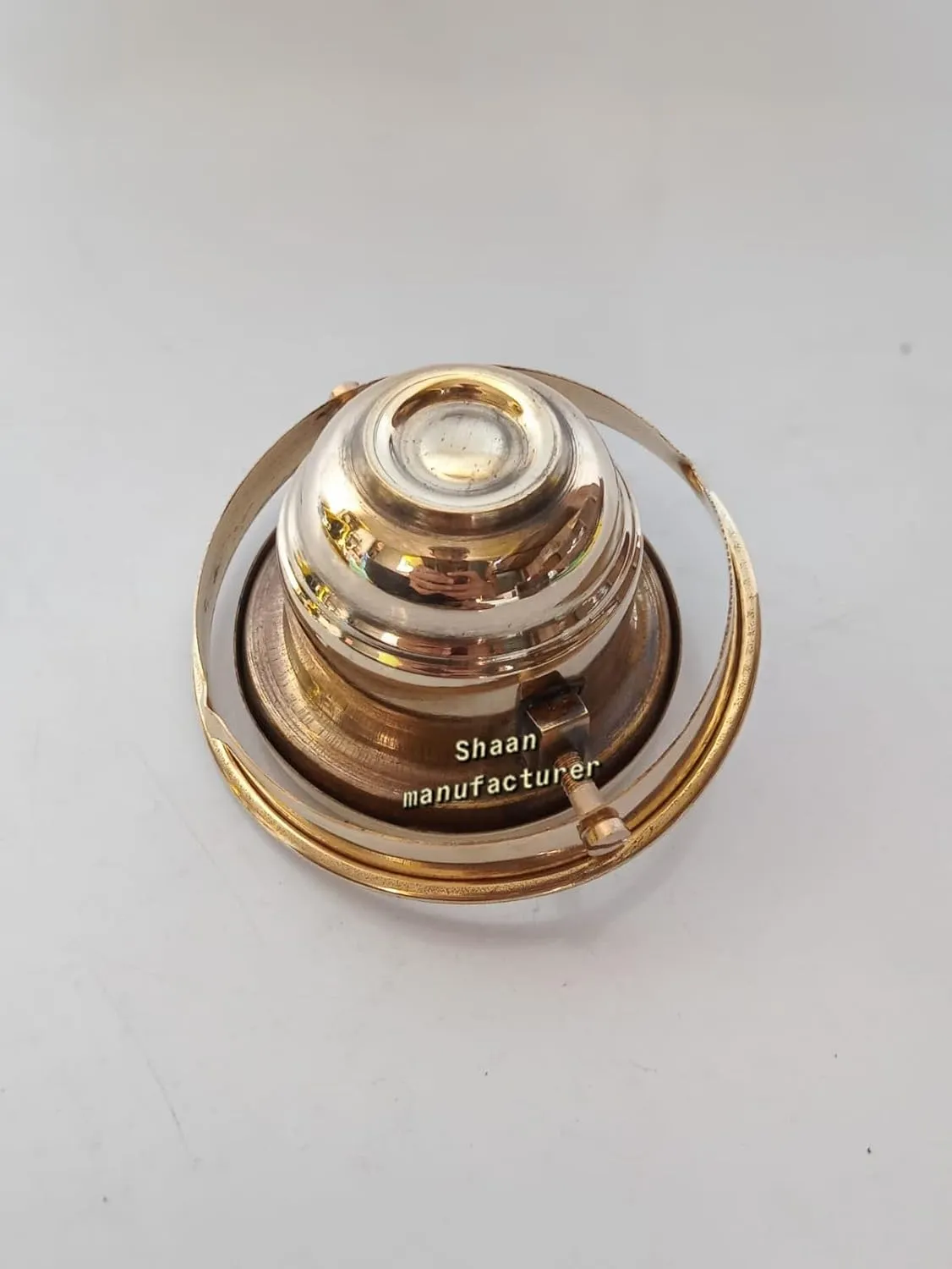 Antique Brass Nautical Desk Compass, Vintage Standard, Gold-Plated and Silver-Toned (Golden & Brown) (Brown Antique)