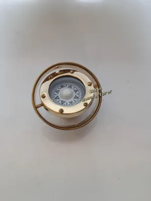 Antique Brass Nautical Desk Compass, Vintage Standard, Gold-Plated and Silver-Toned (Golden & Brown) (Brown Antique)