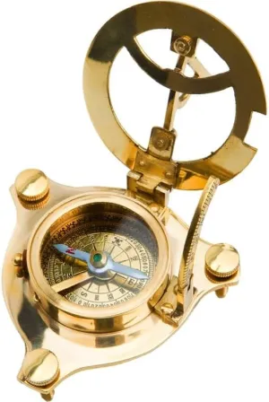 Antique Golden Brass Sundial Compass Vintage Style Navigational Compass for Camping & Hiking, Standard, Same As Picture