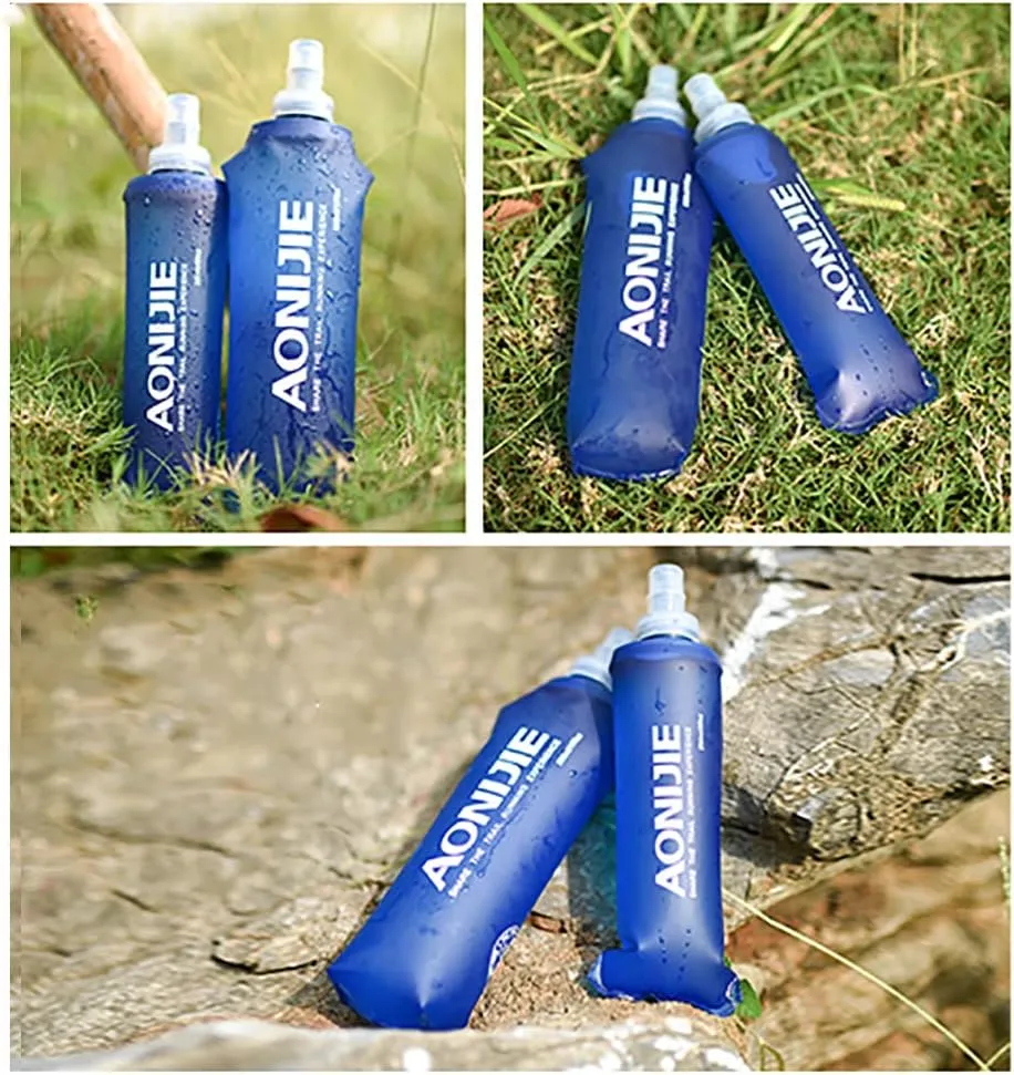 AONIJIE 2 Pack 250ML Collapsible TPU Soft Flask for Outdoor Sports Hydration Lightweight Folding Water Bottles for Running Hiking Cycling (A#250ml - 2 Pcs)