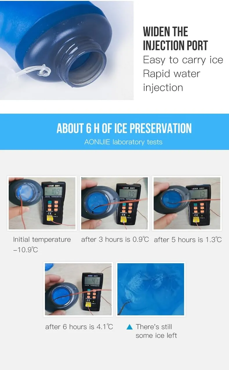 AONIJIE Folding TPU Soft Running Flask Collapsible Ice Insulation Water Bottle BPA-Free for Hydration Pack, Ideal for Marathon Hiking Walking, Climbing (420ml/14.2oz-1PCS（27#）)