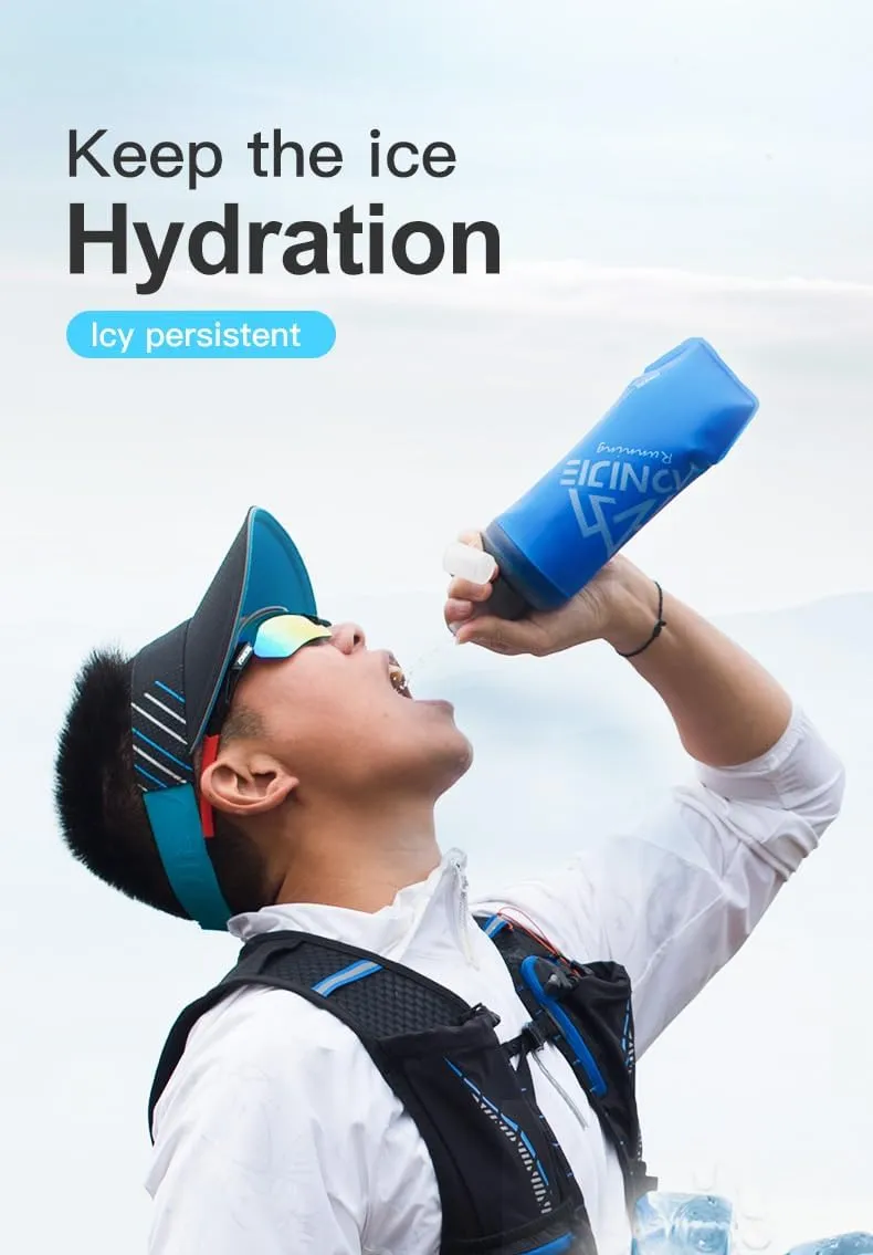 AONIJIE Folding TPU Soft Running Flask Collapsible Ice Insulation Water Bottle BPA-Free for Hydration Pack, Ideal for Marathon Hiking Walking, Climbing (420ml/14.2oz-1PCS（27#）)