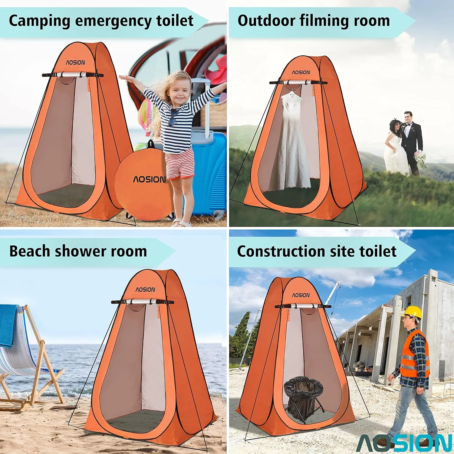AOSION Privacy Shower Tent,Pop Up Changing Tent,Camp Bathroom Changing Dressing Room,Sun Sunshade Canopy Outdoor Rain Shelter for Camping Hiking Beach Picnic Fishing.