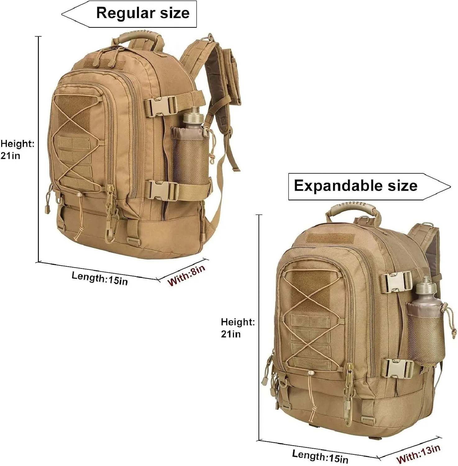 APLUSH Large Tactical Backpack for Men,Outdoor Waterproof Rucksack for Travel, Work,Camping,Hunting,Hiking,Sports,Black b,One Size