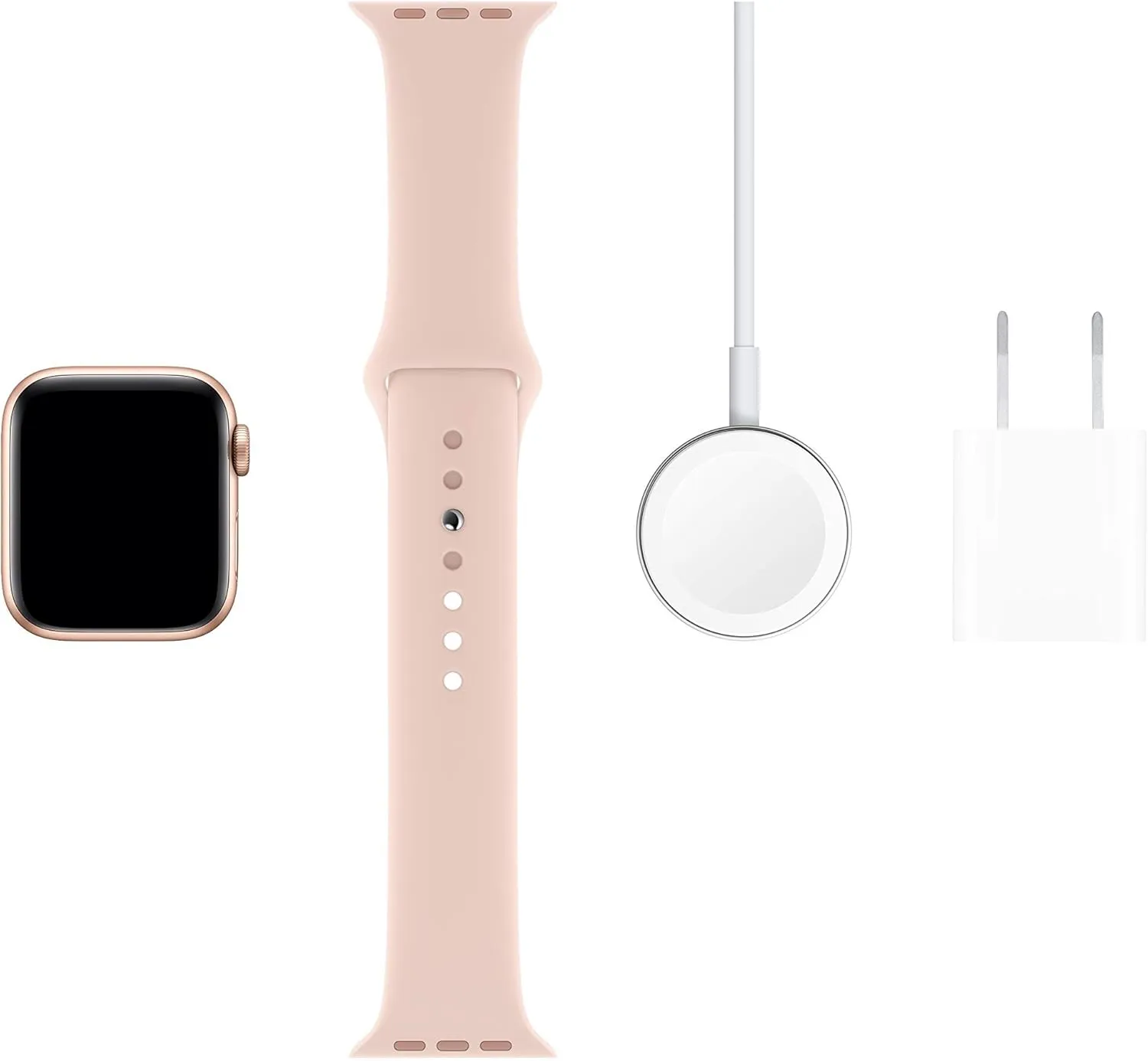 Apple Watch Series 5 (GPS   Cellular, 40MM) - Gold Aluminum Case with Pink Sport Band (Renewed)