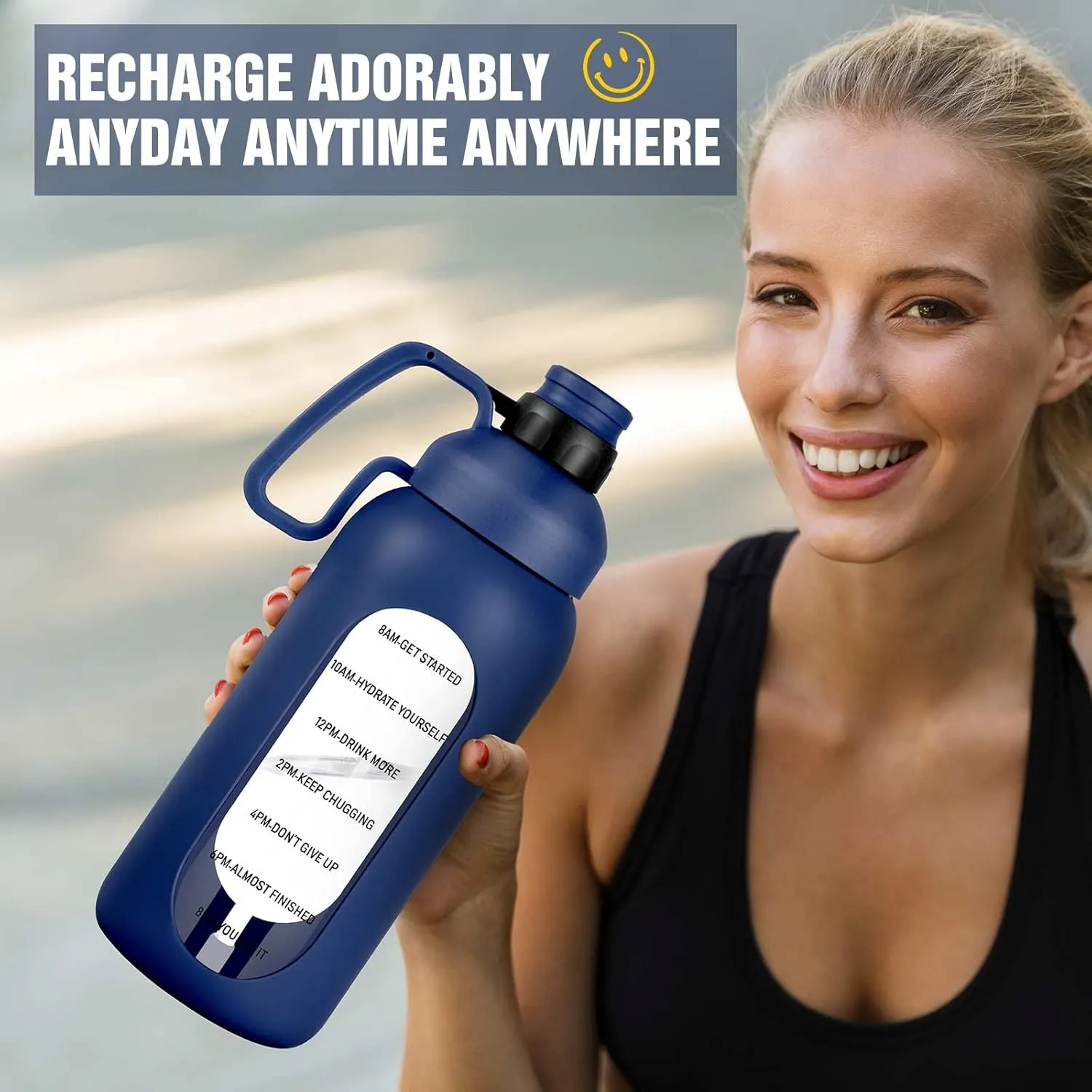 Aqulea Glass Water Bottles - 64 Oz Big Bottle with Straw, Pregnancy Tracker, Leakproof Gym Bottle with Sleeve, Water Jug with Time Marker