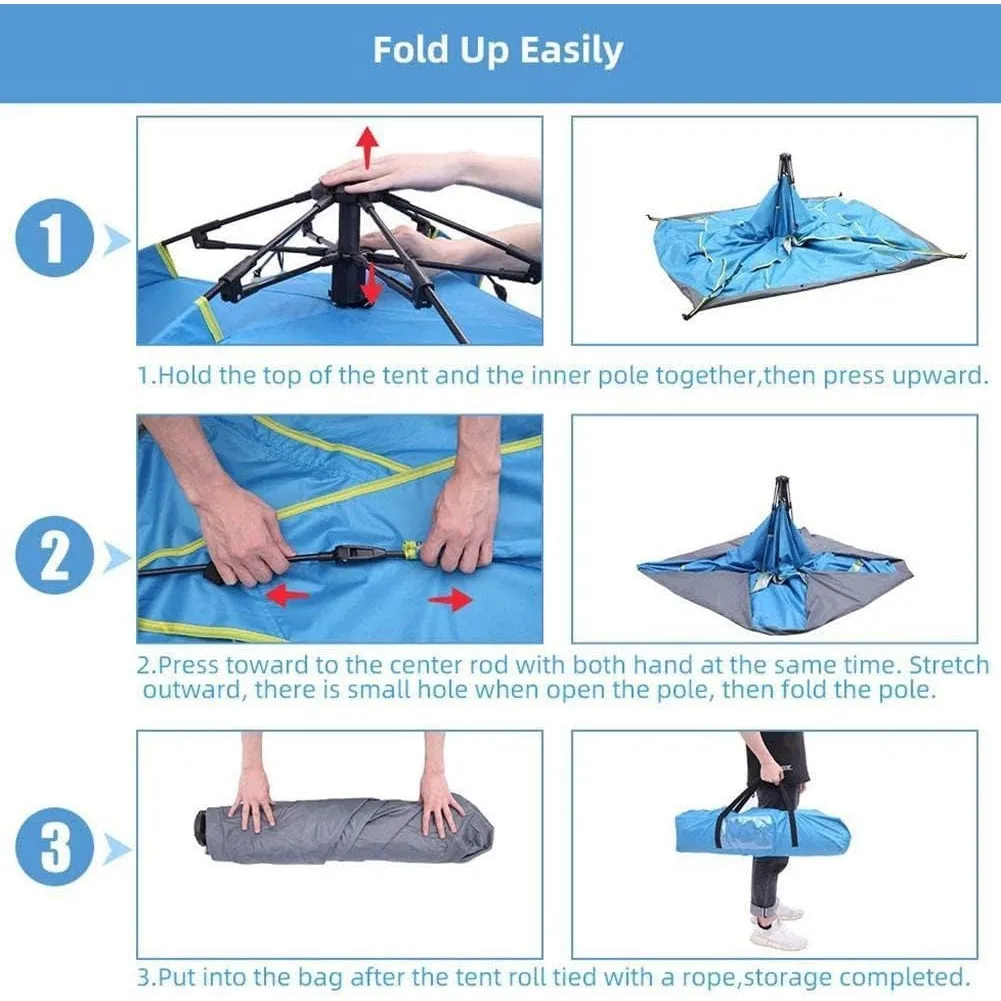 Arabest Camping Tent - 3-4 Person Family Tent Instant Easy Set up Tent with Carry Bag, Waterproof Windproof Pop Up Tent for Camping, Hiking, Mountaineering