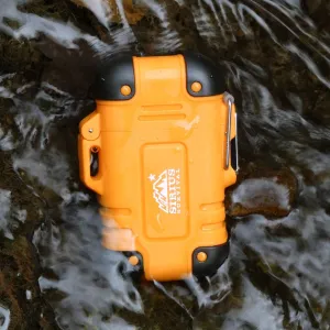 Arc4 Waterproof/Windproof Plasma Lighter - Top-Facing Dual Arc - Rechargeable USB Electric Lighter for Outdoor Adventures with Whistle Lanyard (Camo)