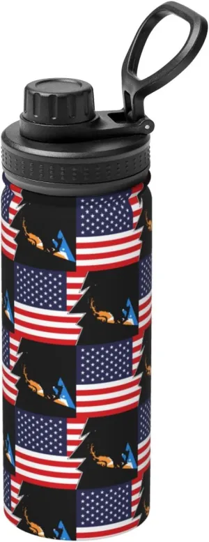 Argentine Antarctica Terrain Map And America Water Bottle 18OZ Stainless Steel Insulated Water Bottles With Spout Lid Sports Keep Cold and Hot Water Bottle For Biking Hiking