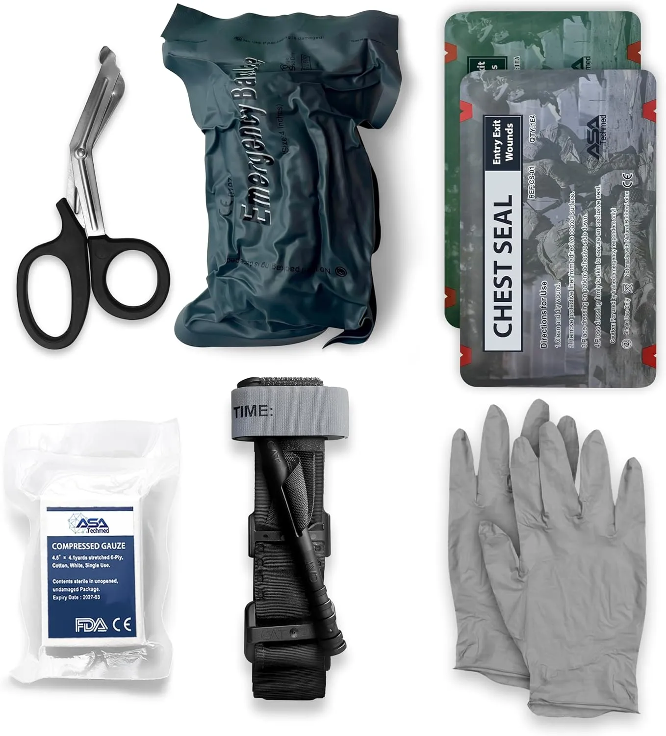 ASA Techmed Bleed Control IFAK Kit - Emergency Survival Pro Pack, IFAK Trauma Refill, Bullet Wound Trauma Kit for Hunters, Outdoor Adventures, Preppers, Military & First Responders