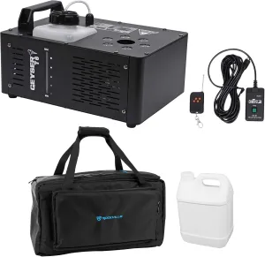 Audiosavings Bundle: Chauvet DJ Geyser T6 Fog Machine with RGB LED Pyrotechnic Effect and Remote Bundle with Rockville BAG1200 Waterproof Travel Bag with Fluid Compartment (2 Items)