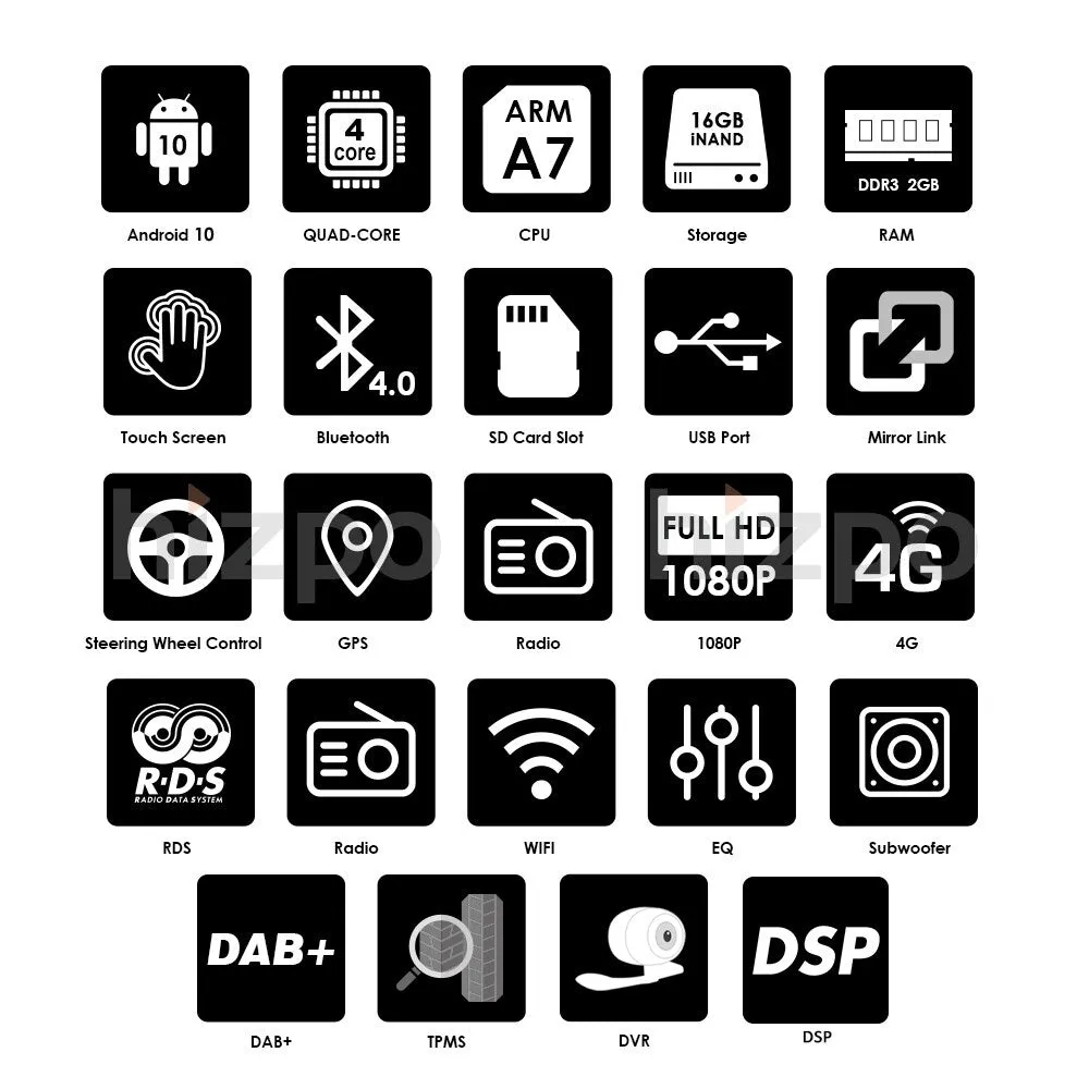 Autoradio GPS Android 10.0 <br/> Compass (2009-2011)