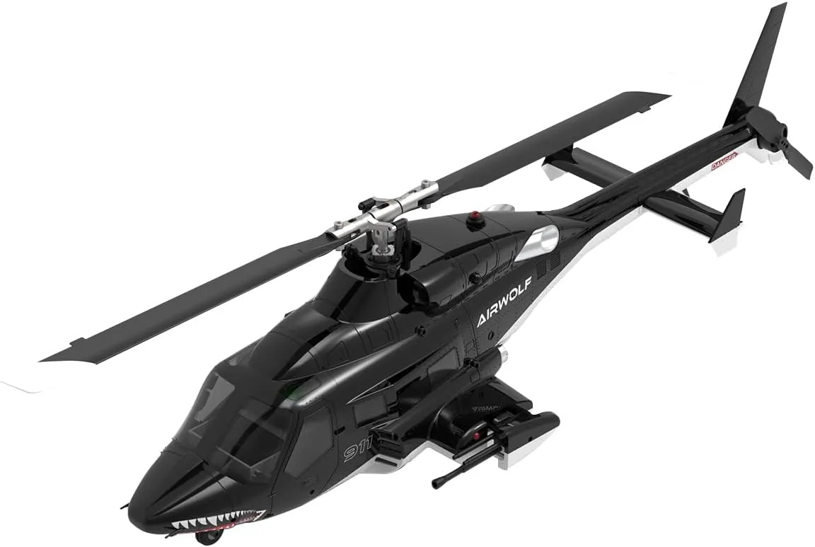 AW-911 Remote Control Helicopter with GPS, Airwolf 1/34 Scale 9CH Flybarless RC Helicopter Model with 6G/3D Stunt Mode and LED Lights, One Battery (RTF Version/Mode 1/Mode 2 Switchable)