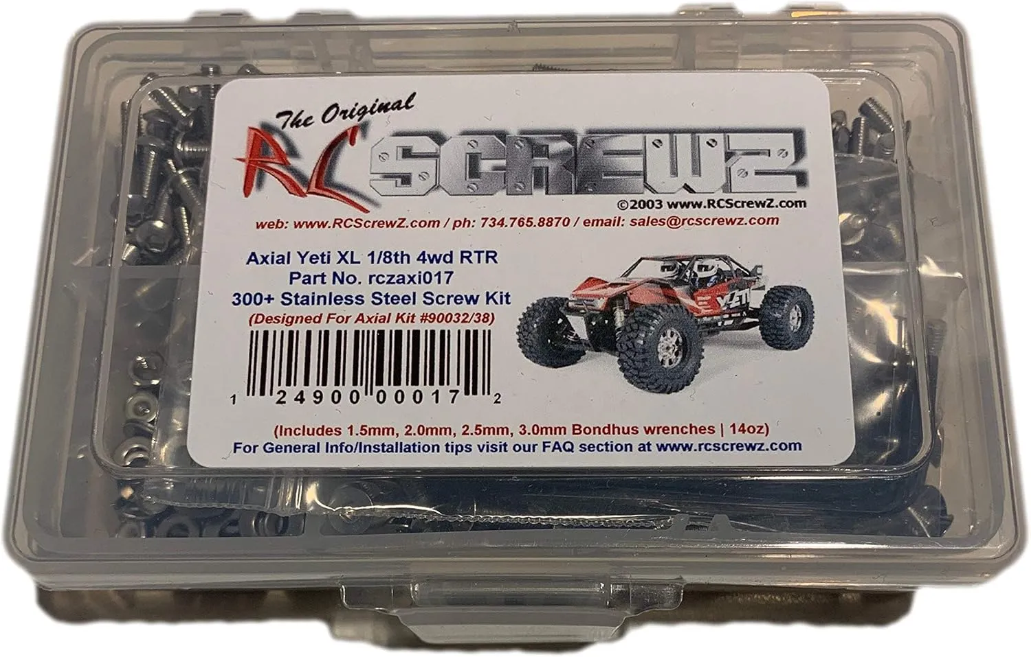 Axi017 - Compatible with Axial Racing Yeti XL 4wd RTR Stainless Steel Screw Kit