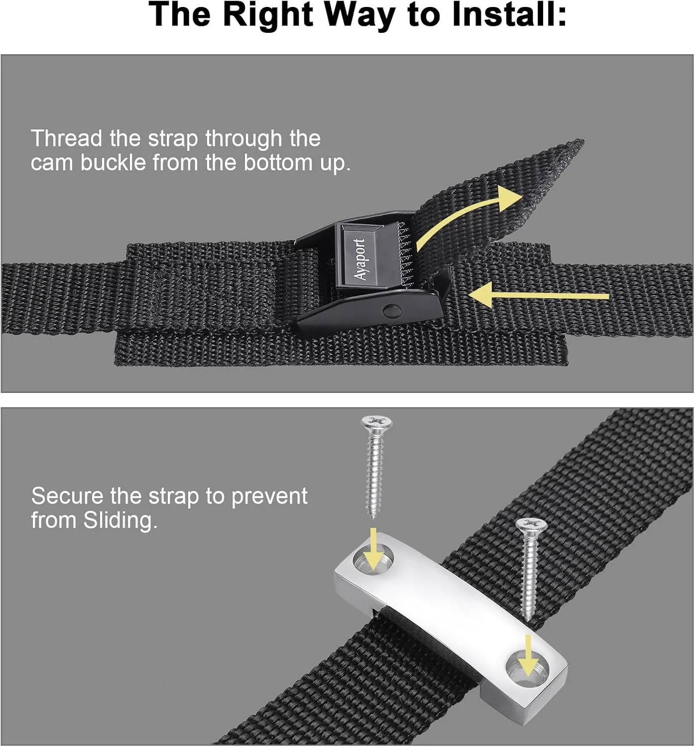 Ayaport Battery Tie Down Strap Battery Box Hold Down Kit 72”, Battery Tie Down Kit, with Stainless Steel Bracket & Screws Used for RV Battery, Accessories