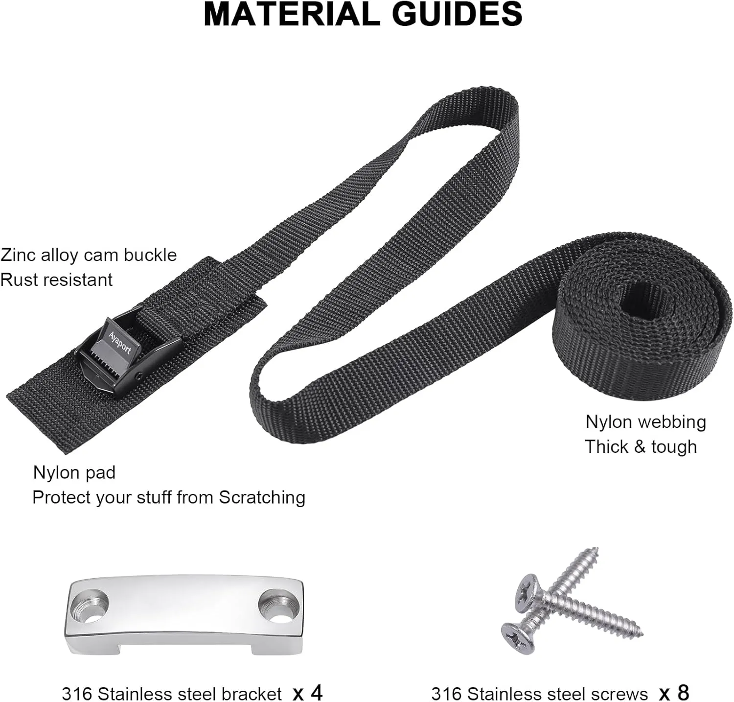 Ayaport Battery Tie Down Strap Battery Box Hold Down Kit 72”, Battery Tie Down Kit, with Stainless Steel Bracket & Screws Used for RV Battery, Accessories