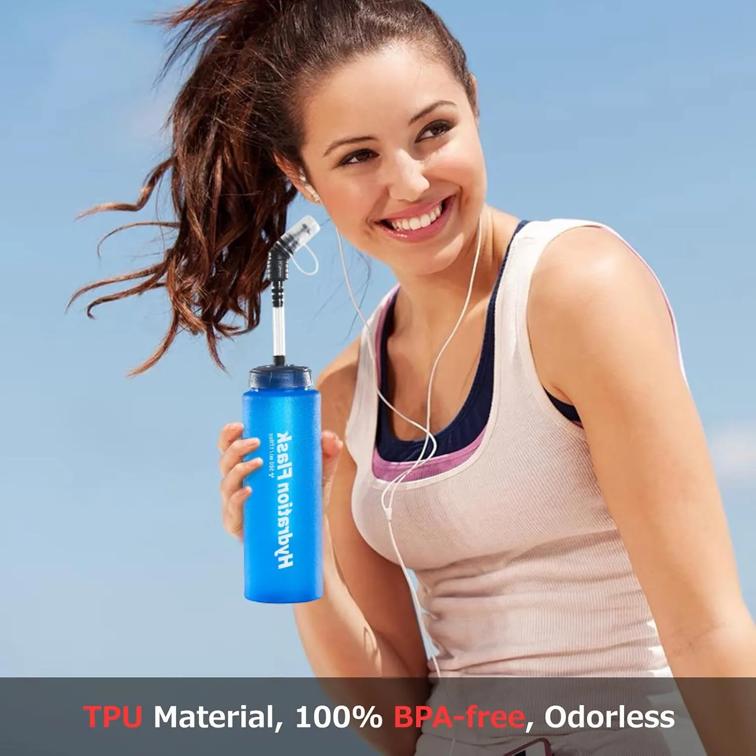 Azarxis TPU Soft Flask Collapsible Water Bottles BPA-Free 250ml 350ml 500ml 600ml for Hydration Vest Pack Running Hiking Cycling Climbing