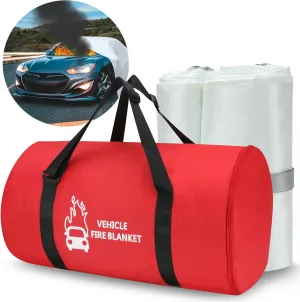 Azazccm Emergency Fire Blanket for Car, Large Fiberglass Fire Suppression Blanket, Survival Safety for Electric Vehicle Truck Automotive Conflagration (13.12x19.68FT), White