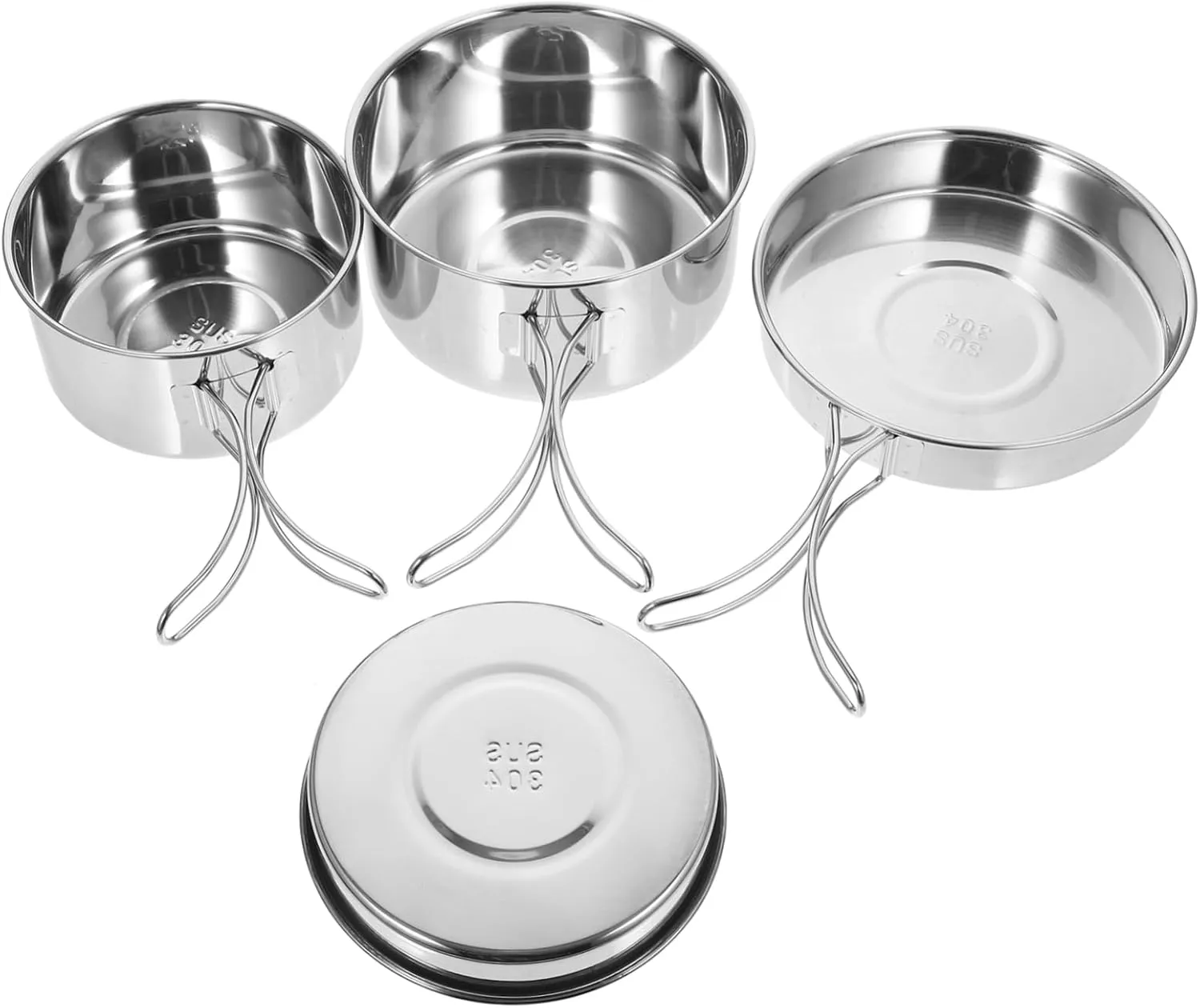 Balacoo Multipurpose Pot Pan Set for Camping Stainless Steel Outdoor Cookware Handles Perfect for Hiking Picnic