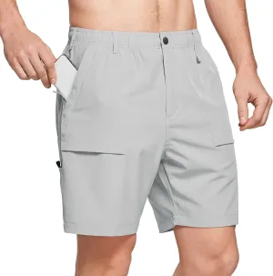 baleaf Men's 7" Casual Shorts for Summer Elastic Waist Quick Dry Lightweight Short with Cargo Hiking Fishing