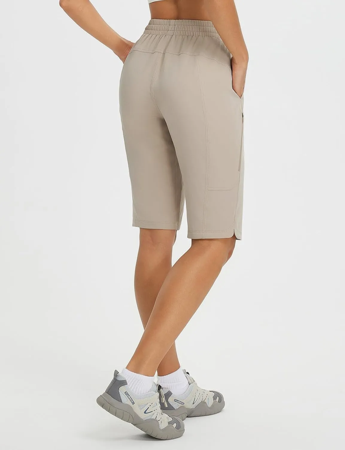 baleaf Women's 13'' Knee Length Hiking Shorts Quick Dry Water Resistant Lightweight Bermuda with Pockets