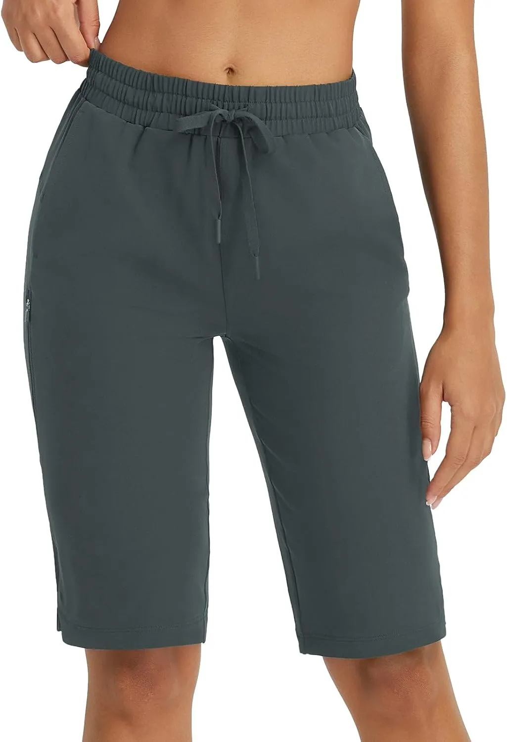 baleaf Women's 13'' Knee Length Hiking Shorts Quick Dry Water Resistant Lightweight Bermuda with Pockets
