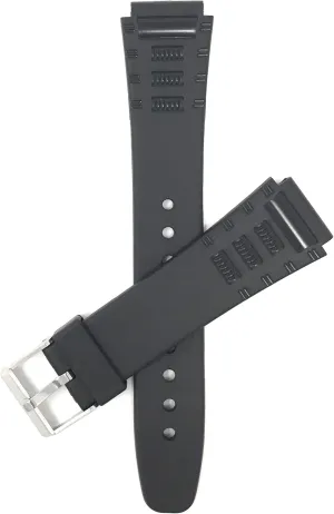 Bandini Rubber Watch Band, Black Resin Watch Band Replacement for Casio, Compatible with Timex Digital Watch Bands & More, Waterproof Sports Strap, 2 Spring Bars Included - Metal Buckles - 20mm
