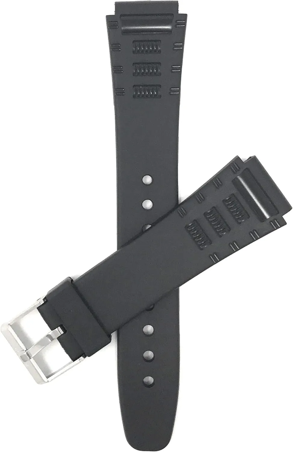 Bandini Rubber Watch Band, Black Resin Watch Band Replacement for Casio, Compatible with Timex Digital Watch Bands & More, Waterproof Sports Strap, 2 Spring Bars Included - Metal Buckles - 20mm