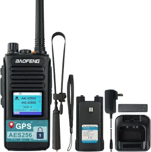 BAOFENG DMR DM-1702 Radio GPS AES265 Encryption Ham Radio Digital Analog DMR Walkie Talkie Time Slot Tier I & II 1024CH Radio Dual Mode with 18.89in Tactical Antenna