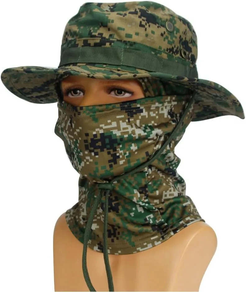 Baraclava Hat   Boonie Hat, Military Fan Hat Set, Sun Protection Wind Blocking, for Cycling Hiking Climbing Fishing