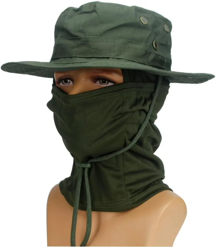 Baraclava Hat   Boonie Hat, Military Fan Hat Set, Sun Protection Wind Blocking, for Cycling Hiking Climbing Fishing