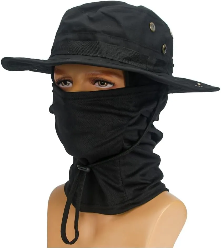 Baraclava Hat   Boonie Hat, Military Fan Hat Set, Sun Protection Wind Blocking, for Cycling Hiking Climbing Fishing