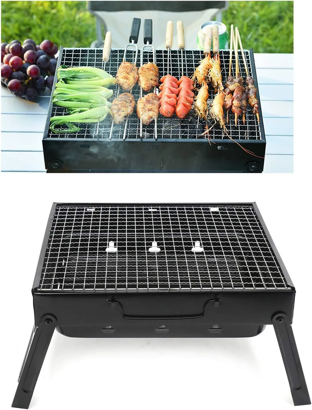 Barbecue Grill,Portable Charcoal Foldable Grill, Small Grills Outdoor Cooking for Travel, Camping Smoker BBQ Grill, Stainless Steel Table Top Grill Charcoal Backyard