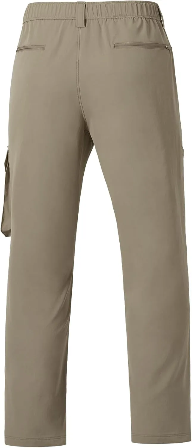 BASSDASH Men's Fishing Cargo Pants Water Resistant Quick Dry Lightweight UPF 50  for Outdoor Hiking Elastic Waist Pants FP05M