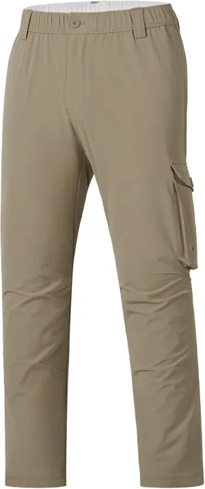 BASSDASH Men's Fishing Cargo Pants Water Resistant Quick Dry Lightweight UPF 50  for Outdoor Hiking Elastic Waist Pants FP05M