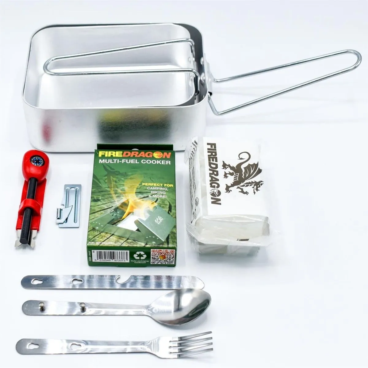 BCB Outdoor Cooking Set hiking mess tins cutlery set can opener fire striker